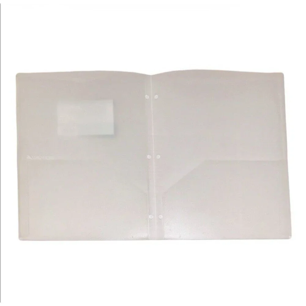 3x Wexford Heavy Duty 2 Pocket Plastic Folders w/ Report Cover & Prongs 9.5x11